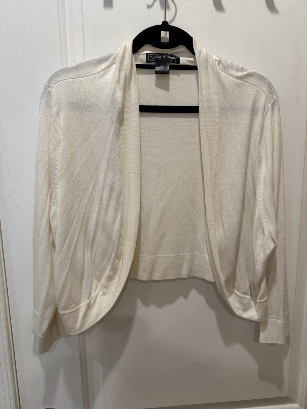 Jessica Howard Cream Open-Front Cropped Cardigan